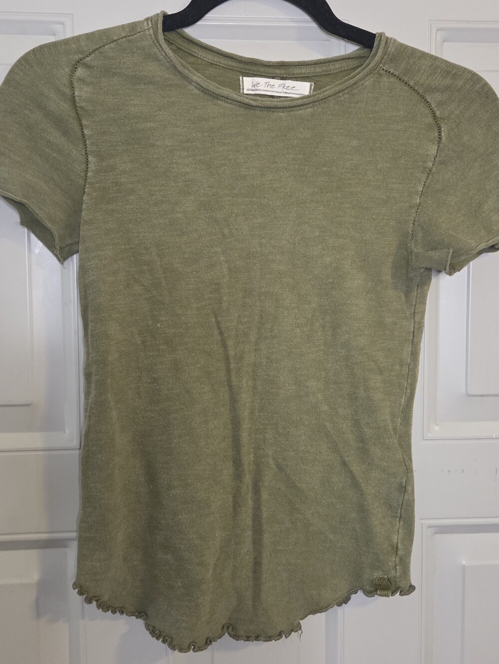 Free People / We The Free - Olive Green Short Sleeve Stretchy Cotton Tee